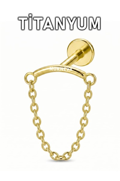 MORNEVA Titanyum Zincir Sallantılı Gizli Hidden Helix Piercingi (1 Adet)
