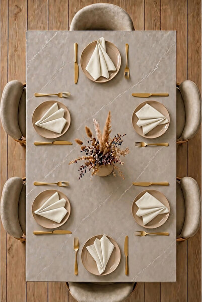 Econice American Service, Set of 6 Special Stitched Duck Linen Fabric Napkins, Cream Color