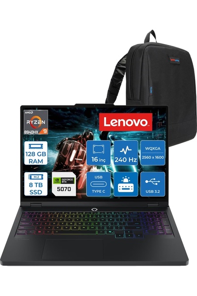 LENOVO Legion Pro 5 Amd Ryzen 9 8940HX 128GB 8tb SSD 8GB/RTX5070/115W 16" Wqx...
