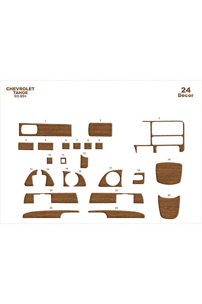 Marscockpitdesign Chevrolet Tahoe Console-Torpedo Trim 1995 24 Pieces