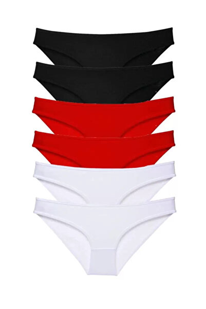 Mestore 6 Pieces Super Eco Set Lycra Women's Slip Panties Black Red White