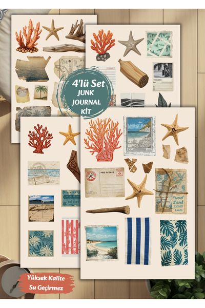 VORACRAFT 4'lü Deniz Altı Yaz Mevsimi Sticker Set Ajanda Bullet Junk Journal ...