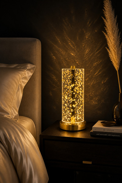 MARS CONCEPT Gold Flake Masa Lambası 3 Işık Modlu Dekoratif LED Abajur