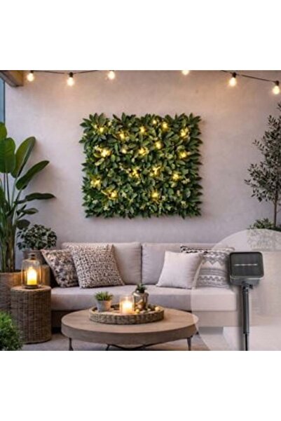 victiny Panou de plante artificiale cu flori și 22 lumini LED 50 x 50 cm