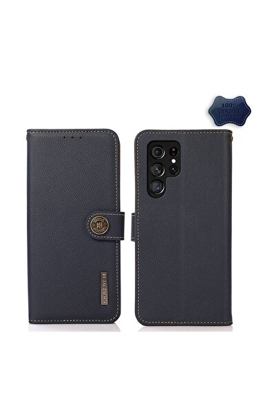 KHAZNEH Custer Δερμάτινη Θήκη Πορτοφόλι Blue (Samsung Galaxy S23 Ultra 5G)