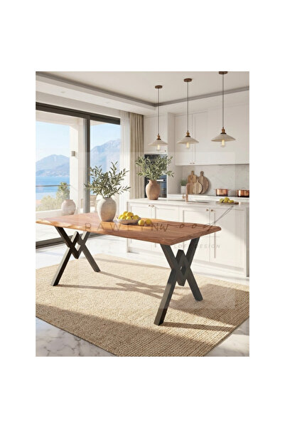 raweyn Laurus Sulamalı Doğal Ahşap Mutfak Masası - 70x180
