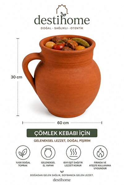 DestiHome El Yapımı Doğal Topraktan Çömlek Ocak Ve Fırın Uyumlu (Çömlek kebabı için)