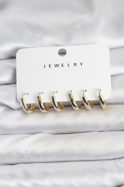 online kapsulavm avm alışveriş Gold Color Brass Hoop Women's Earring Set