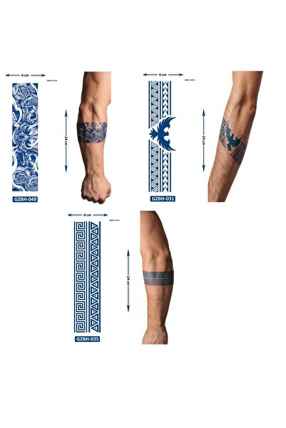 Airbrush Tattoo Kuru Kafa Kartal 3 Adet Birden Yarı Kalıcı Şerit Bant Aylık G...