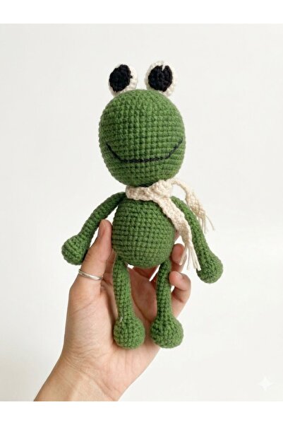 Aysire Takı Aksesuar Amigurumi yeşil kurbağa oyun ve uyku arkadaşı organik ör...
