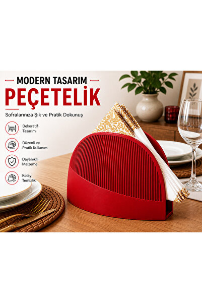 ATB Design Solutions Modern Tasarım Peçetelik | Dekoratif Masaüstü Peçete Tut...