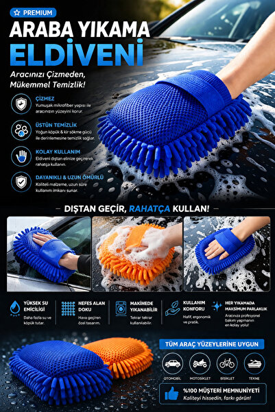ANI OFİS KIRTASİYE A K Premium Araba Yıkama Eldiveni | Çizmez Mikrofiber, Yük...