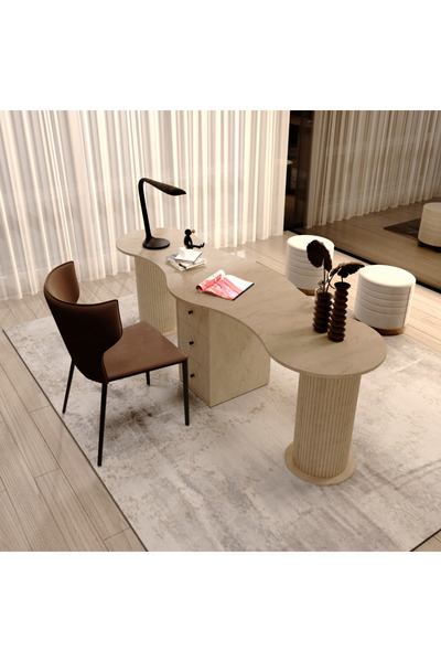 klubeconcept Klube Concept VERA 2 Kişilik Traverten Görünümlü Fasulye Form Ça...
