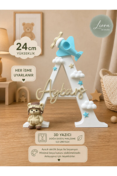 Liora3dStudio Bebek Hediyelik Kişiye Özel İsimli Harf Standı /Masa Standı / K...