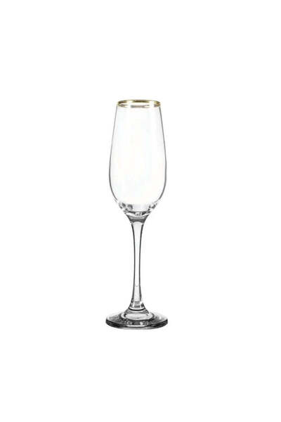 dealshopromania Set de 6 pahare de șampanie Amber Gold, 200 ml, cu bordură au...