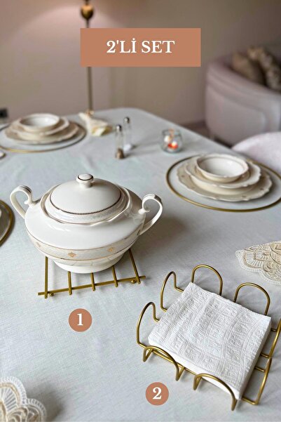 Edora Home Set od 2 mat zlatna četvrtasta držača za salvete, kuhinjski set