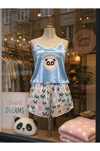 SayaSocks Saten Panda Desenli Pijama Takımı