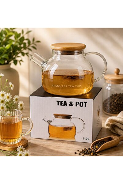 Vivatti ISIYA DAYANIKLI 1000 ML SÜZGEÇLİ CAM DEMLİK BİTKİ CAYLARI , BOROSİLİKAT