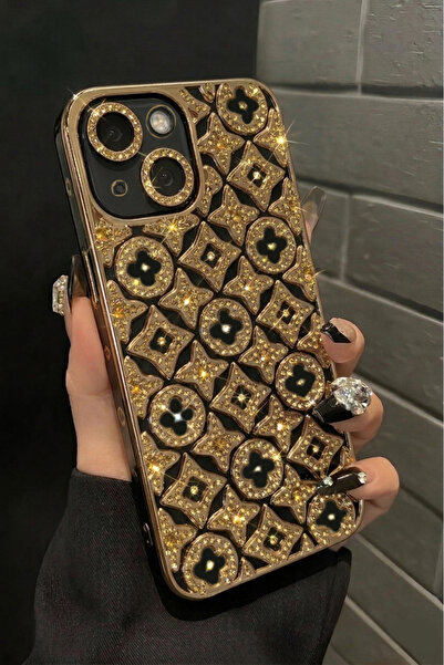 Nezih Case iPhone 15 Uyumlu Kamera Korumalı Parlak Taşlı Diamond Tasarım Siml...