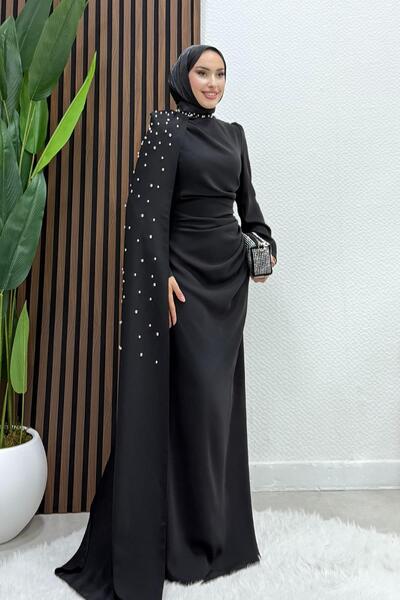 Gökben Crepe Evening Dress Black