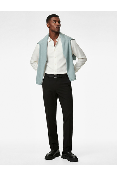 Koton Regular Fit Long Sleeve Classic Button-Down Collar Linen Shirt
