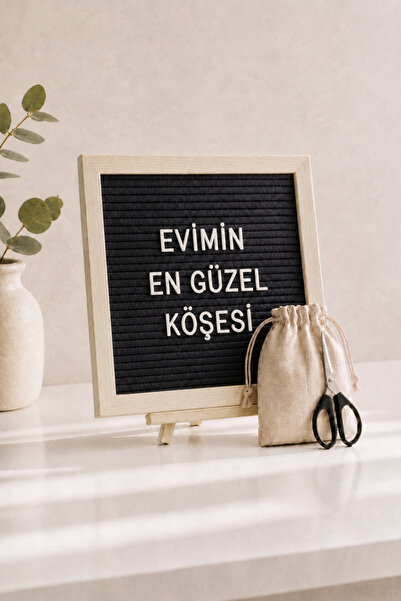 Patladı Gitti WoodArt Premium Letter Board Seti, Mat Gece Siyahı Keçe Yüzeyli...