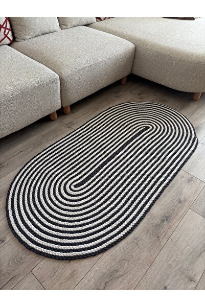 MaVaux Linea Saç Örgü Halı, Kilim Oval Modern Hasır Halat Özel Tasarım Salon ...