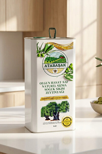 ATABAŞAK Olgun Hasat Soğuk Sıkım Halhali Teneke Zeytinyağı 5 Litre