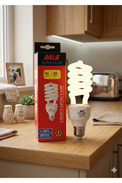 Ms 30W (150W) ENERJİ TASARRUFLU AMPÜL GÜNIŞIĞI E27 DUYLU 220V 8000 SAAT