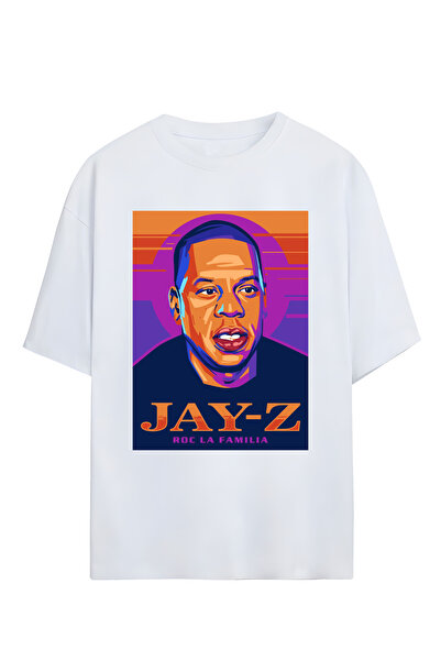 STİL-X Tricou supradimensionat unisex, 100% bumbac, cu imprimeu Jay-z