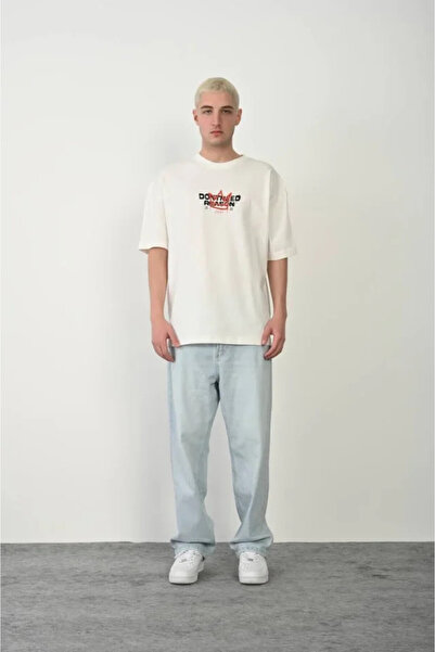Efnaz style Unisex Crew Neck Printed Oversize T-Shirt - White