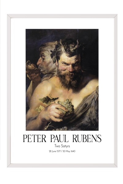 Postifull Peter Paul Rubens - Dva satira, slika u belom okviru, umetnička ser...