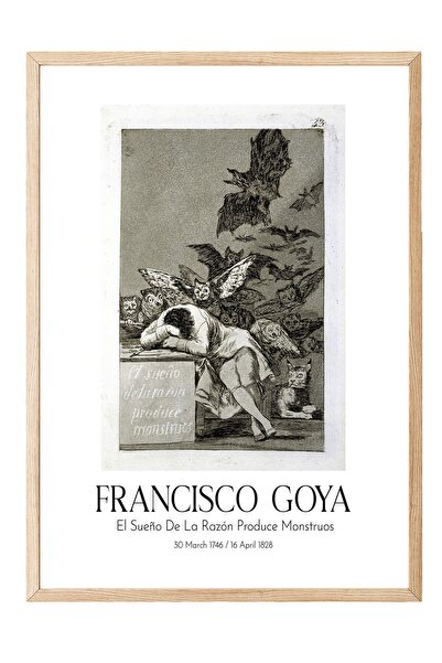 Postifull Francisco Goya - San razuma stvara čudovišta, slika u drvenom okvir...