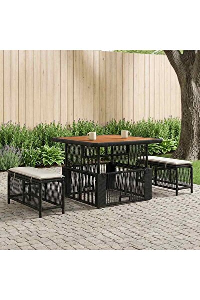 vidaxl Set de masa pentru gradina cu perna 3 pcs Bej si crem poliratan