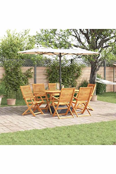vidaxl Set de masa pentru gradina 7 pcs Maro Lemn Solid de Acacia