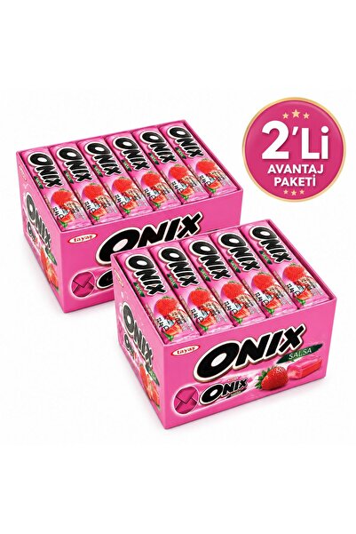 TAYAŞ Onıx Çilek Aromalı Rulo Şeker 22grX24 Adet Kutulu 2'li Paket
