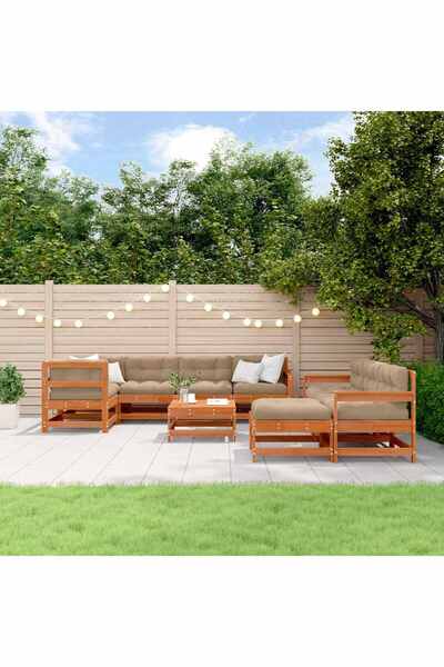 vidaxl Set de lounge pentru gradina 10 pcs Lemn de pin vopsit maro