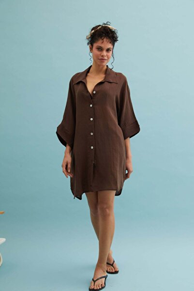 Silk and Cashmere Acı Kahve Cassandra Tunik Elbise