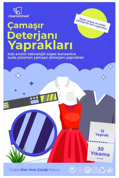 cleanersheet Yaprak Çamaşır Deterjanı - 30 Yıkama | Kendinden Yumuşatıcılı | ...
