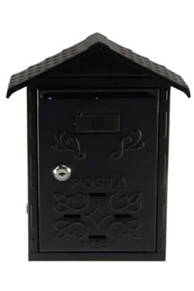 Ermo Shedded Roof Mailbox - Black with Motif