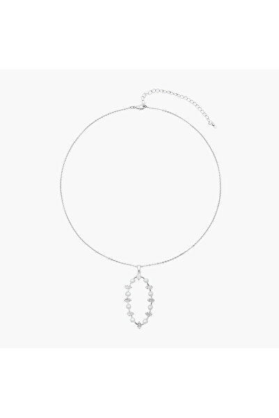 Lifestyle Metal Pendant Necklace with Cubic Zirconia Embellishment