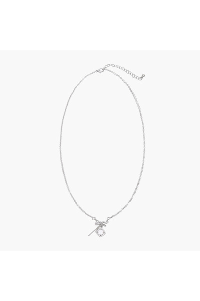Lifestyle Silver Tone Necklace with Cubic Zirconia Embellishment
