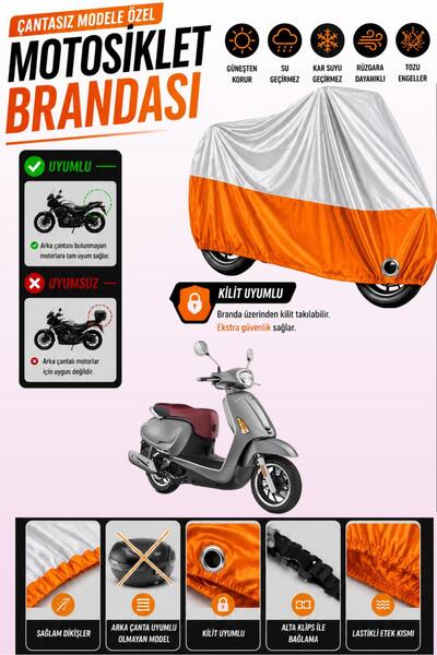 Cemku Twin غطاء محرك متوافق مع Kymco Like 125 باللون الرمادي من الأعلى والبرت...
