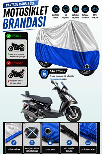 Cemku Twin غطاء محرك متوافق مع Kymco Dink 200i باللون الرمادي من الأعلى والأز...