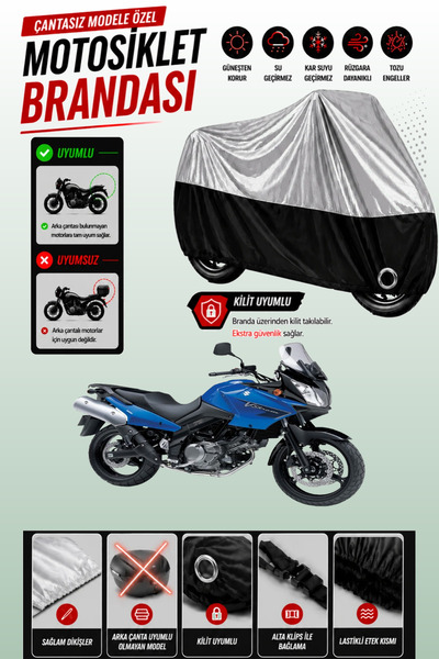 Cemku Twin غطاء محرك متوافق مع سوزوكي V-Strom DL 650 باللون الرمادي من الأعلى...