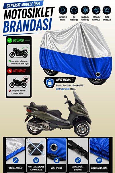Cemku Twin غطاء محرك متوافق مع Piaggio MP3 500 باللون الرمادي من الأعلى والأز...