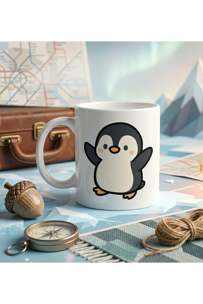 chic crazze Penguin Design Porcelain Mug Fun Winter Concept Coffee Cup Gift