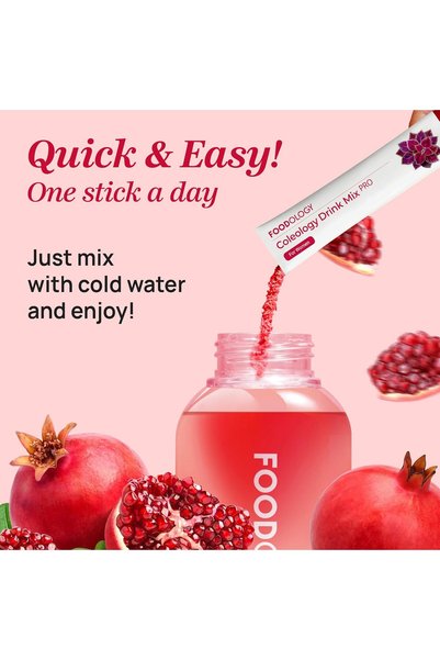 FOODOLOGY Coleology Drink Mix PRO (15days) - Daily Pomegranate Water Mix with Coleus Forskohlii, Banaba Leaf, FOS & Ginkgo