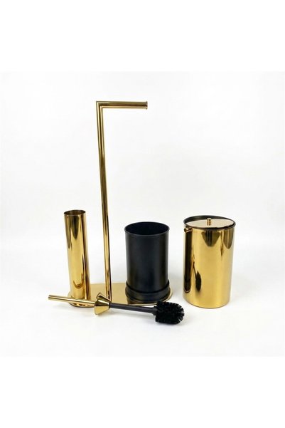 kobos Nova Round Mobile Toilet Set with Trash Can, Shiny Gold Kbw-907Gl