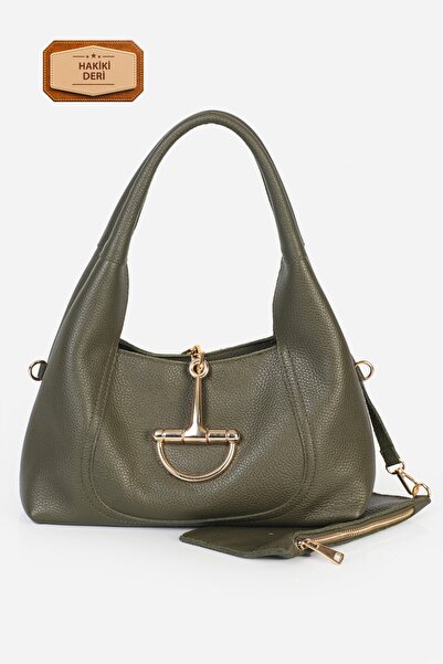 Alessia Bag Nora Genuine Suede Shoulder Bag with Metal Buckle